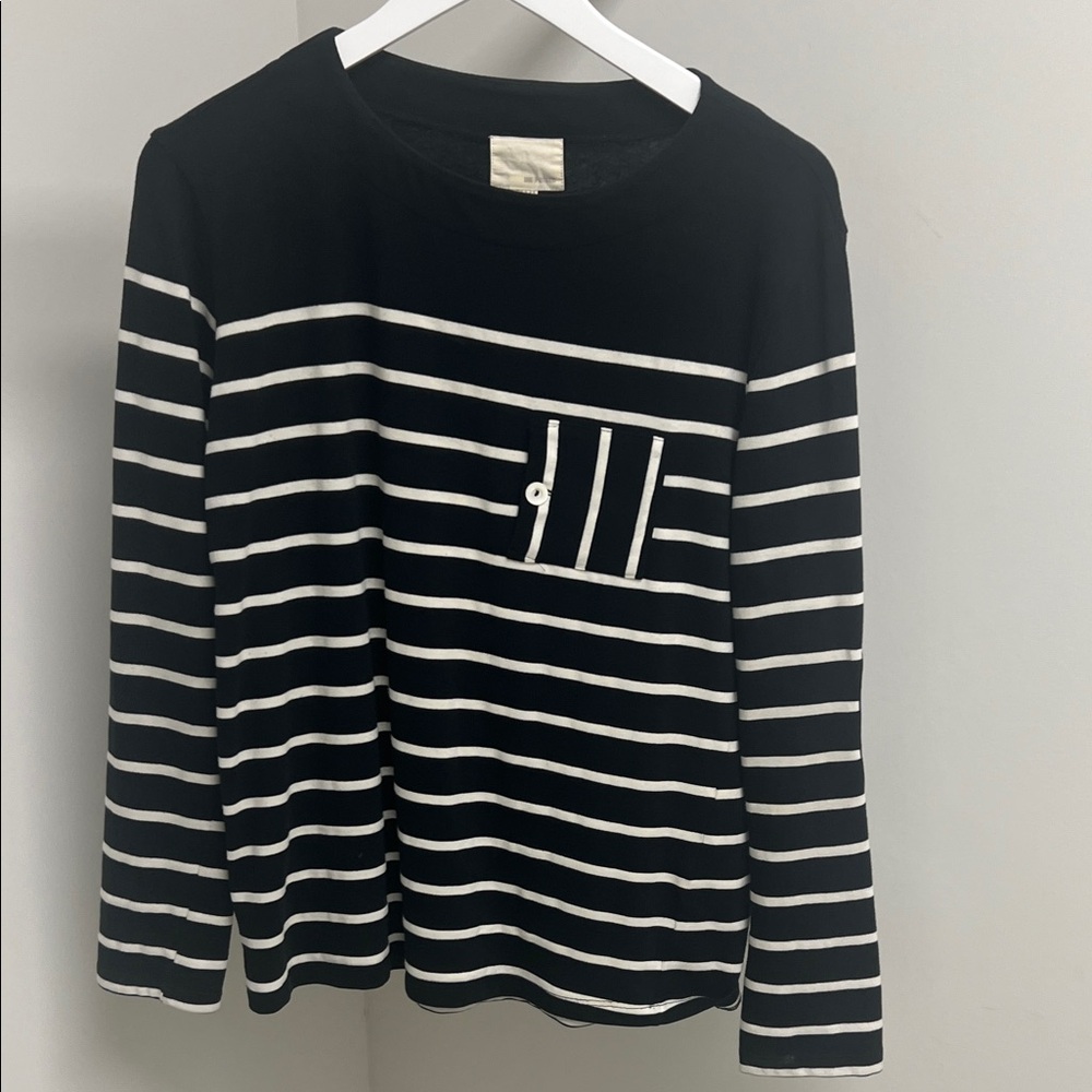 Band Of Outsiders Black and White Striped Long Sleeve Shirt
